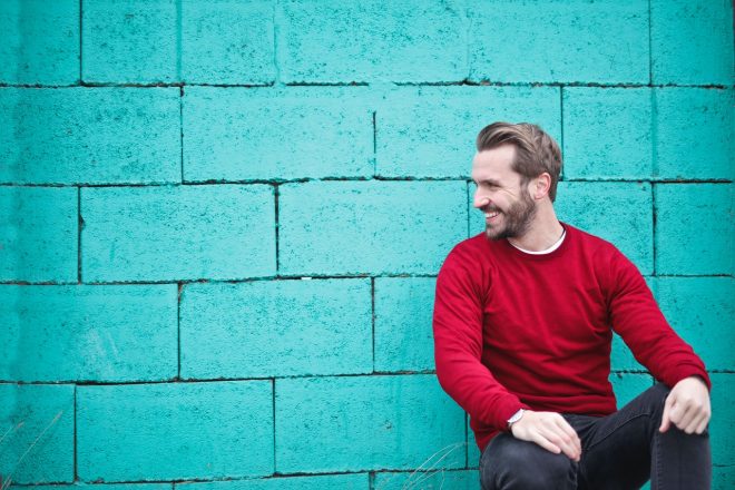 man in red